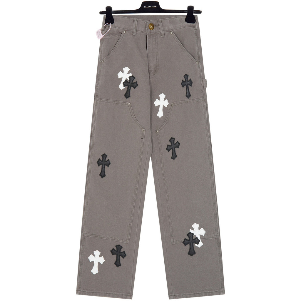 2025 new Chrome Hearts กางเกงยีนส์_patchwork_หนัง_จากVNKY