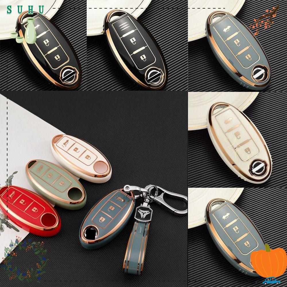 SUHU กุญแจรถ, 3 Botons Key Protector Key Cover Shell, Full Protection Soft TPU Holder Remote Key สํา