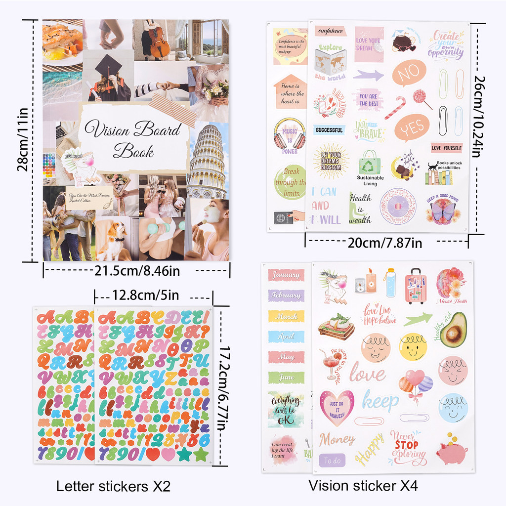 DIY แรงบันดาลใจ Dream ชุดวัสดุโน้ตบุ๊ค Vision Board Clipart Vision นิตยสารตกแต่ง Clipart วัสดุ