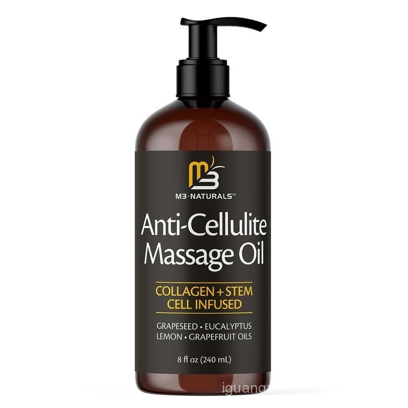 M3 Naturals Cellulite Massage Oil 8oz - Smooth the Appearance of Cellulite - Body Care & Skin Care M