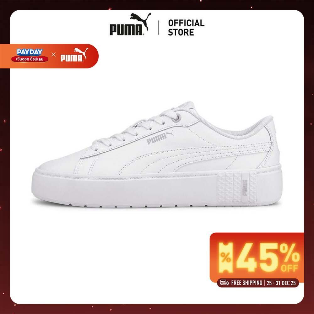 PUMA BASICS - รองเท้ากีฬาผู้หญิง Smash Platform v2 L สีขาว  - 37303501