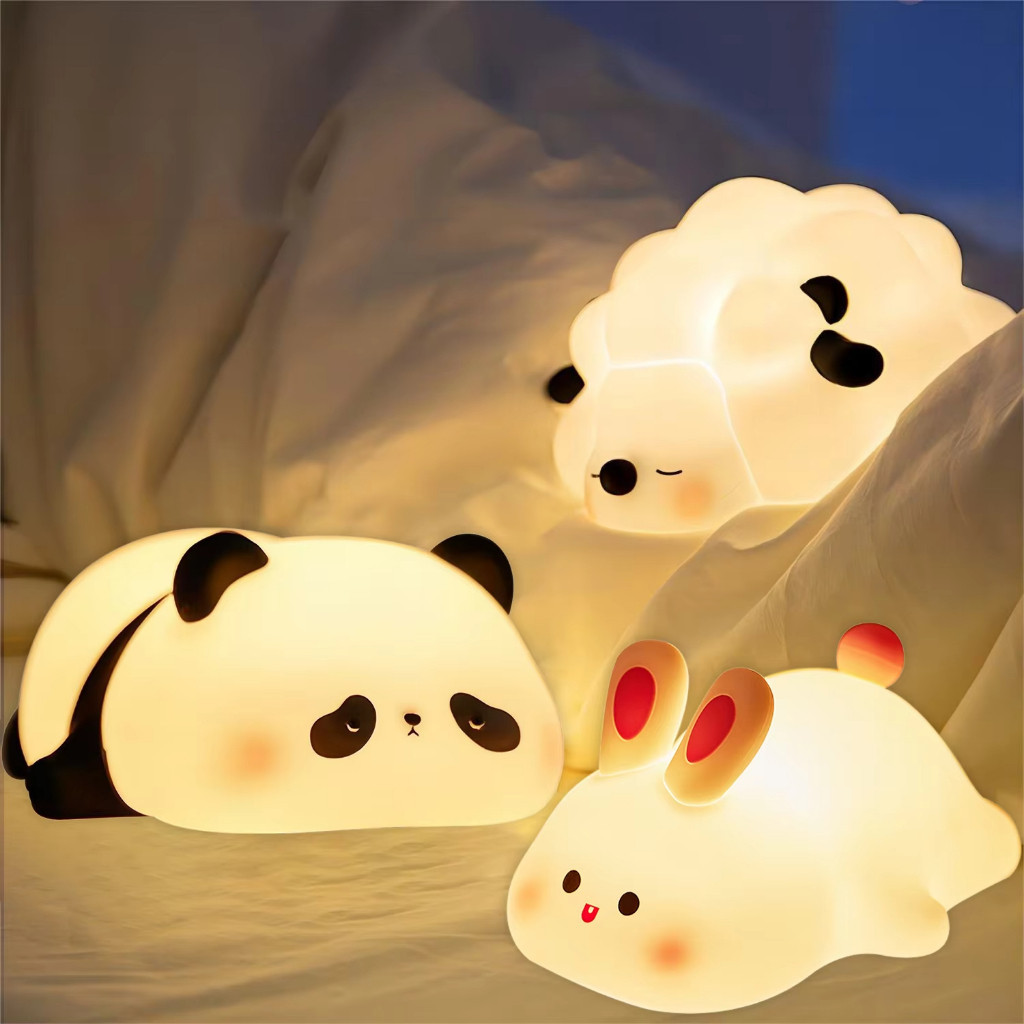 ❤ไฟกลางคืนซิลิโคน LED แพนด้า กระต่าย แกะ 🐼🐰 ชาร์จ USB ไฟถนอมสายตา ของขวัญวันเกิดยอดนิยม ตกแต่งห้องนอนเด็กสุดคิวท์