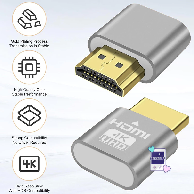 ⚡ส่งจาก กทม⚡HDMI เสียบเดียวเชื่อมจอใหญ่ จอแสดงผลเสมือน HDMI แบบพกพา LED กราฟิกการ์ดหลอกลวงอุปกรณ์เสริมสำนักงานระยะไกล
