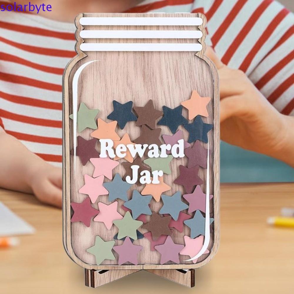 SOLARBYTE Positive Beahavior Rewards Jar, ไม้การ์ตูนเด็ก Star Reward Jar, แผนภูมิ Chore ดอกไม้รางวัล