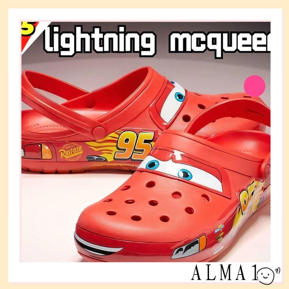 รองเท้าแตะ ALMA Lightning Mcqueen Pixar, รองเท้าแตะกันลื่นสําหรับสระว่ายน้ํา, รองเท้าแตะแฟชั่นการ์ตู