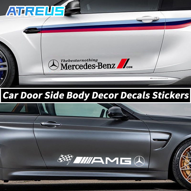 Mercedes สติกเกอร์กันรอยขีดข่วน ป้องกันรอยขีดข่วน สําหรับตกแต่งประตูรถยนต์ ฟิล์มติดรถ สติ๊กเกอร์ ติด