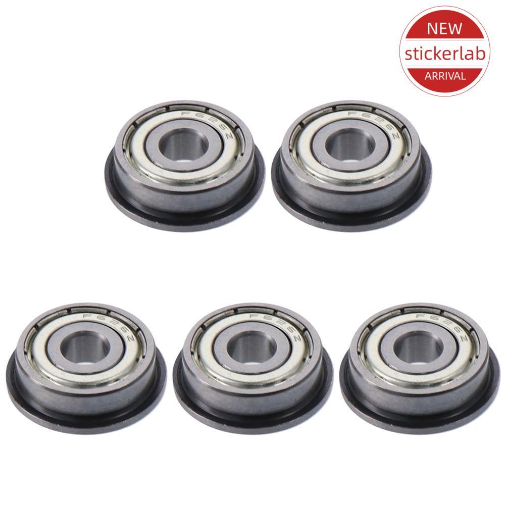 STICKERLAB 5 ชิ้นหน้าแปลน Rip Bearings, Chrome Steel F626ZZ, F608ZZ, F63800ZZ แบริ่งบอลหน้าแปลน, ง่า