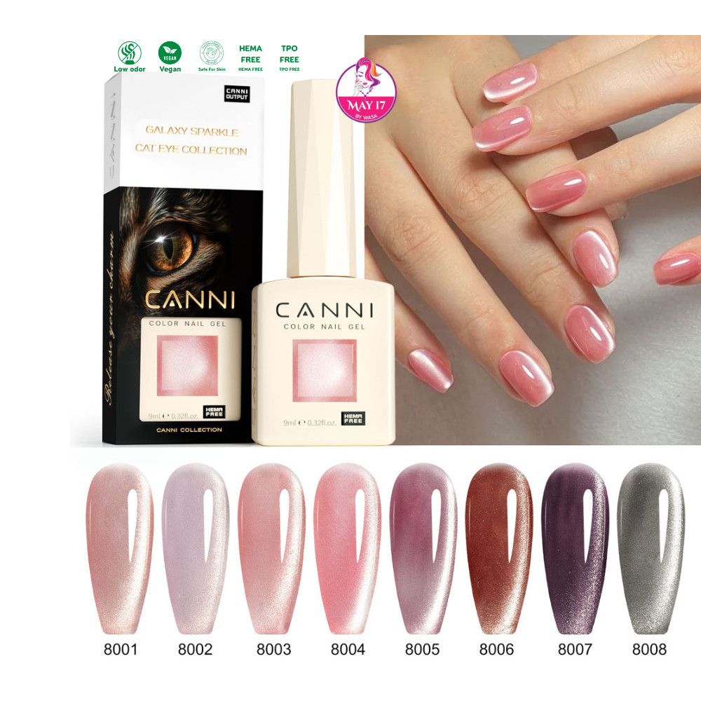 CANNI เซ็ตสีลูกแก้ว สีแคทอาย คุมโทน น่ารัก ปริมาณ9ml. แบบแยกขวด