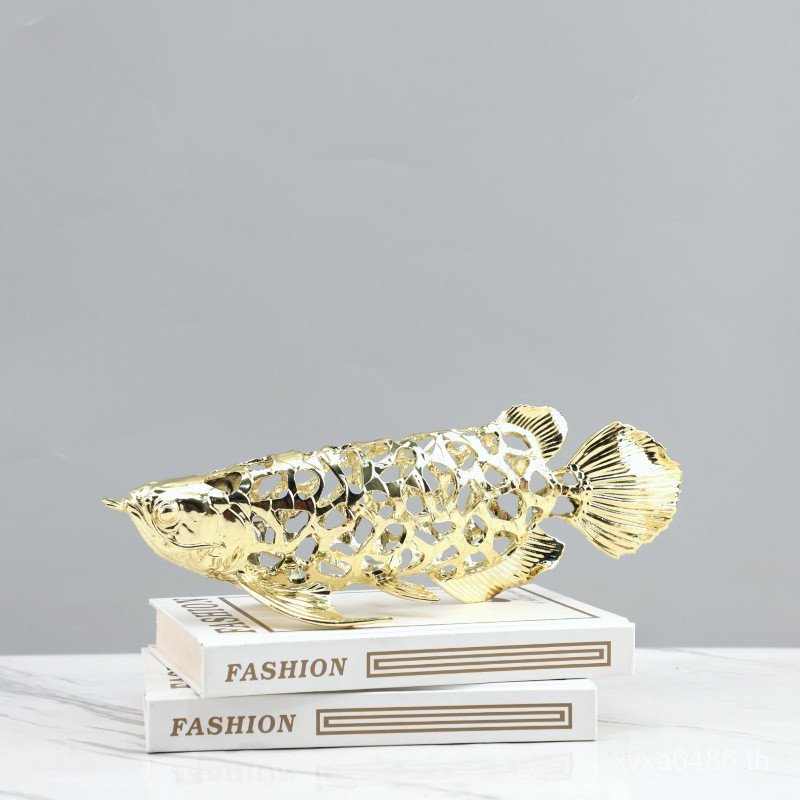 ตกแต่ง Entrance Golden Arowana โมเดิร์นโลหะห้องนั่งเล่นตกแต่ง Study Home Hollow Art ตกแต่งนุ่มตกแต่ง
