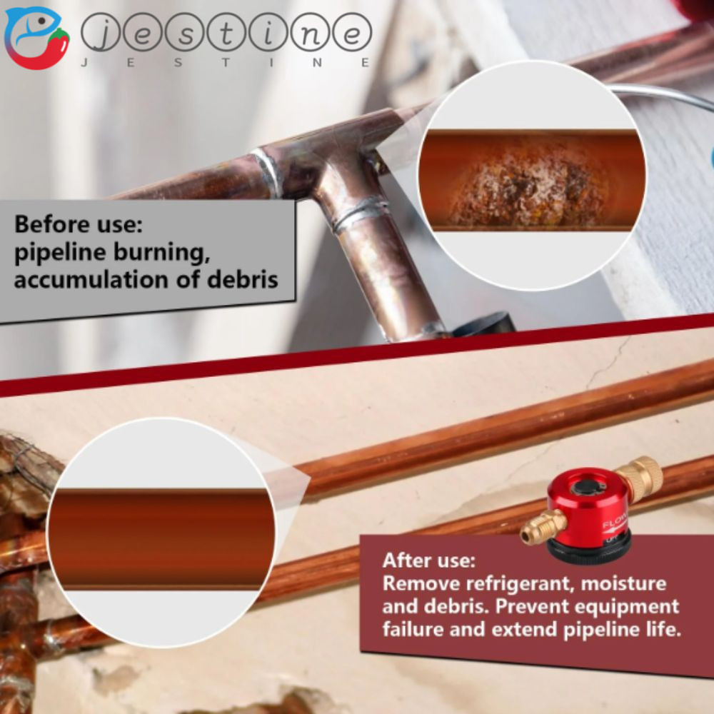 JESTINE ไนโตรเจน Purge Regulator, Purge Tool Flow Regulator HVAC ไนโตรเจน Purge Kit, 1/4 นิ้ว Connec