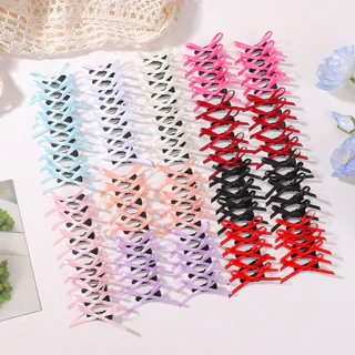 เซ็ตมินิโบว์ 10-12 ชิ้น สีสันสดใสสำหรับผมผู้หญิง สไตล์เกาหลี กิ๊บริบบิ้นทำมือ
