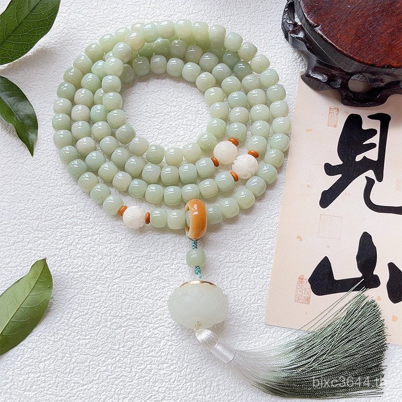 เสื้อฮั่นฟู่สไตล์Halter พร้อมสร้อยข้อมือและสร้อยคอมุก 108 เม็ด Qingyun 5PRM