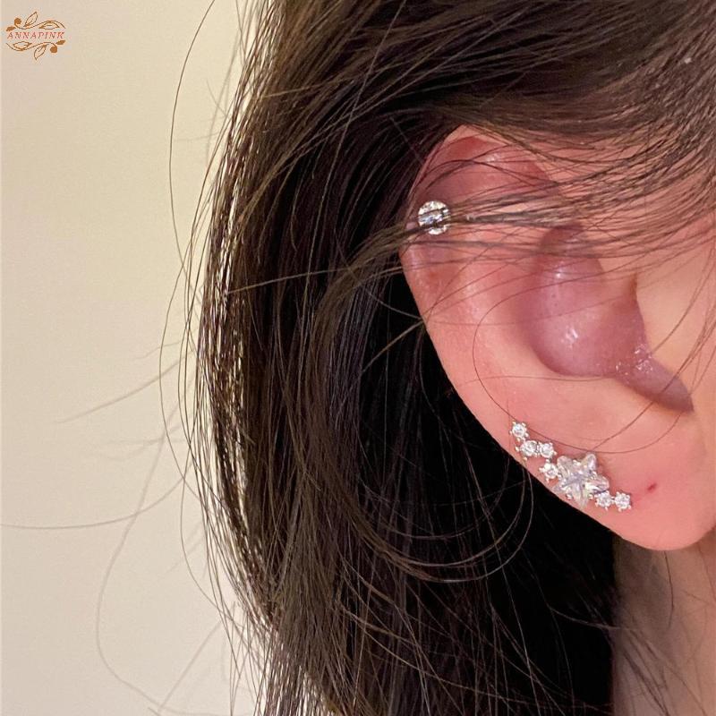 ต่างหู Ank Silver สีเพทาย แบบ Star Stud สำหรับผู้หญิง ใส่สบาย ไร้อัลเลอร์เจ닉 และเหมาะสำหรับการใช้งานทุกวัน พร้อมเป็นของขวัญที่สวยงาม