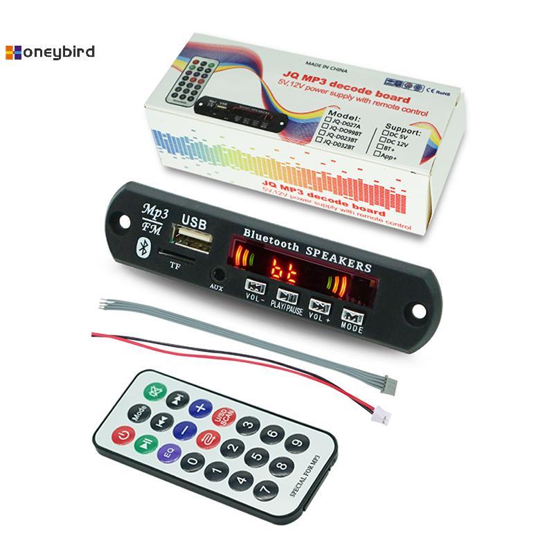 Honeybird ไร้สาย 5.0 9V-12V MP3 WMA ถอดรหัสบอร์ดเครื่องเสียงรถยนต์ USB TF วิทยุ FM โมดูลหน้าจอสี MP3 เครื่องเล่นรีโมทคอนโทรล Nice