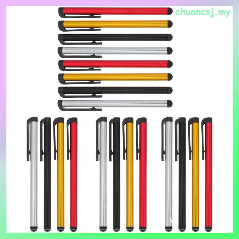 20 ชิ้น Capacitive Stylus ปากกาจํานวนมากสําหรับโทรศัพท์แท็บเล็ตยางนุ่มเคล็ดลับอลูมิเนียม Body