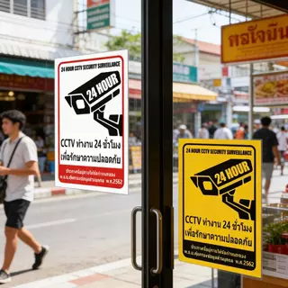 สติ๊กเกอร์กล้องวงจรปิด สติ๊กเกอร์กล้อง ป้ายกล้องวงจรปิด24ชม กันน้ำ กันแดด สติ๊กเกอร์ กล้องวงจรปิด CCTV 24H (Sticker) ทนแ