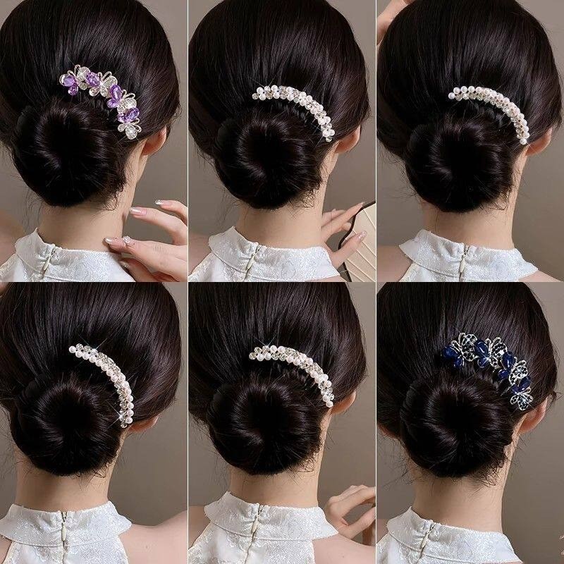 French Hair Pearl Temperament Hair Comb 2026 สไตล์ใหม่สุภาพสตรีผีเสื้อ All-Match หวีผม