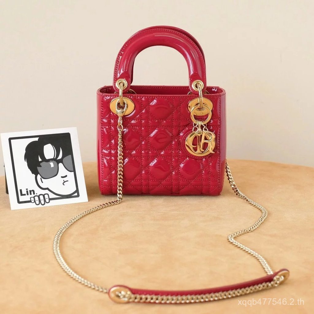 Dior Three Grid Patent Leather Cherry Red Dior LY