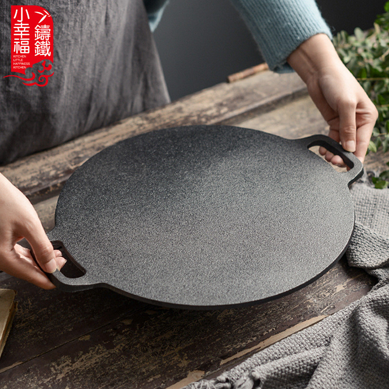 现货加厚铸铁山东杂粮煎饼鏊子煎饼锅家用无涂层平底锅煎饼果子工具Thickened Cast Iron Shandong Grain Pancake Griddle Pancake Pan2026040
