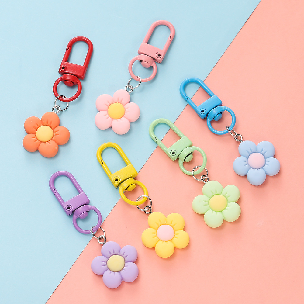 พวงกุญแจดอกทานตะวัน สีพาสเทล อะไหล่พวงกุญแจ แขวนกระเป๋า DIY แฮนด์เมด สีลูกกวาด