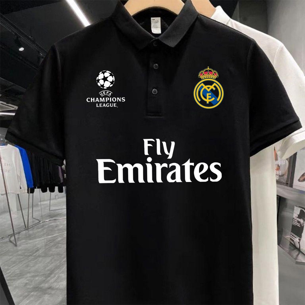 เรอัล มาดริด/ฟุตบอล themed เสื้อโปโล with Real Madrid football team logo printed on adult Polo shirt cotton S-3XL