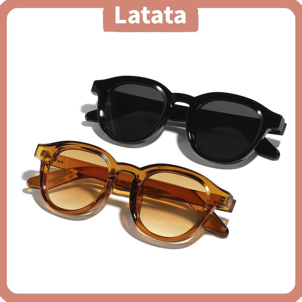 LATATA Vintage Shades, UV Protection Beach/Travel/Streetwear แว่นกันแดดทรงกลม, แว่นตาเลนส์อินเทรนด์สําหรับผู้หญิงและผู้ชาย