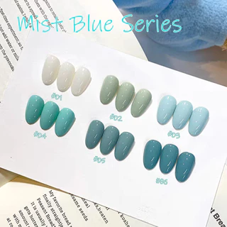 SHAKA สีทาเล็บเจล หมอกฟ้า 6 สี โทนฟ้าขาวละมุน เพ้นท์เล็บ แบบแช่ออก ติดทนนาน UV ทำเล็บ [SK502]