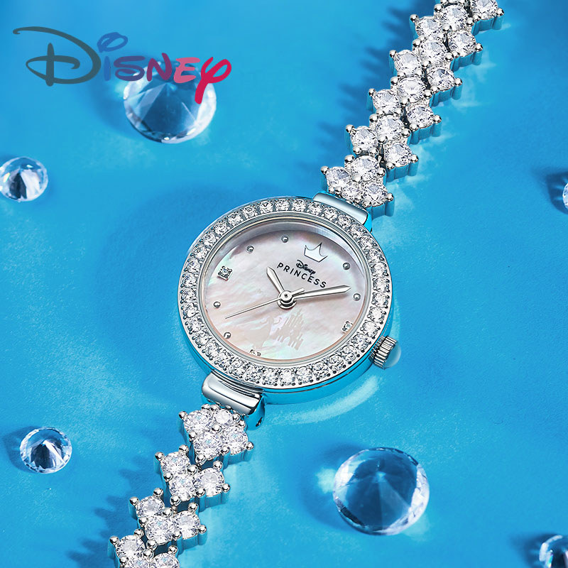 นาฬิกาผู้หญิง Disney ลิขสิทธิ์แท้ Princess 2026 แฟชั่นสร้อยข้อมือเพชรสังเคราะห์ หน้าปัดมุกไข่มุก กันน้ำ เครื่องจักรควอตซ์นำเข้า ของขวัญวันสงกรานต์