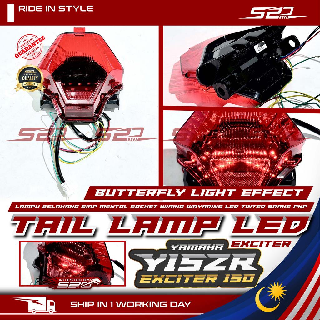ไฟท้ายโคมไฟด้านหลัง Lampu Belakang LED นําเข้า BUTTERFLY 8 โหมด PNP YAMAHA Y15ZR Exciter150 Sniper15