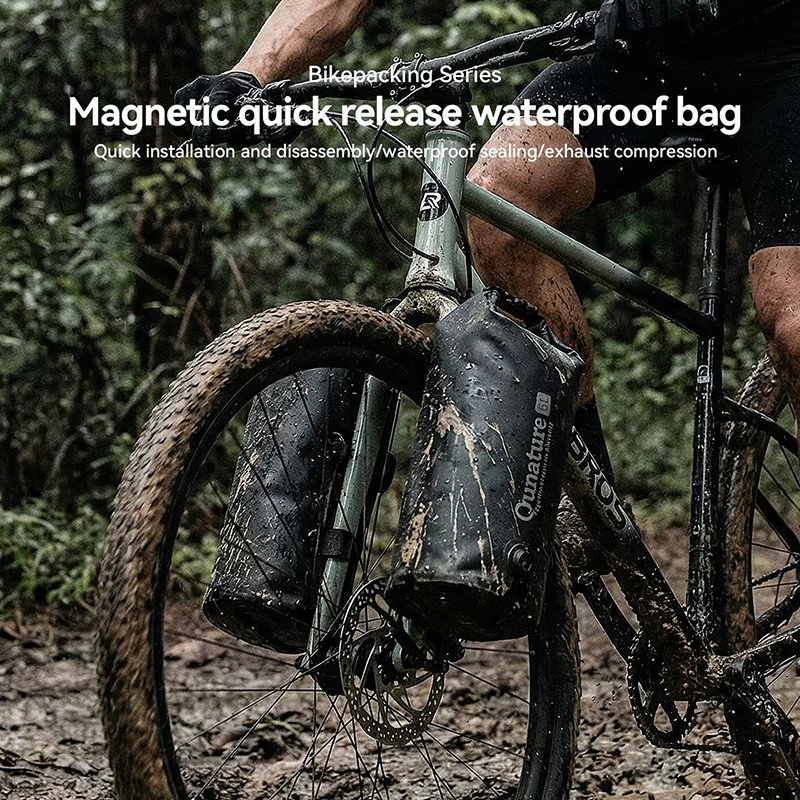 Quature Bikepacking Compression Bike Bag 6L Magnetic Quick Release แบบพกพากันน้ํา Travel Gravel Bike