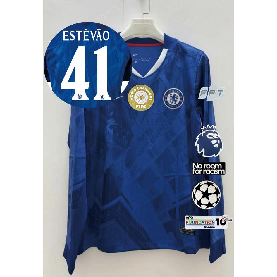 ใหม่!! 25/26 Chelsea Home Fan เสื้อฟุตบอลแขนยาวและแขนสั้น S-4XL