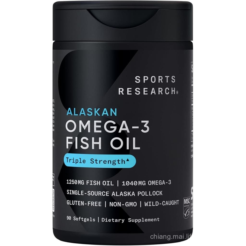 วิจัยกีฬา® Omega-3 Fish Oil 1250 - เสริมน้ํามัน Triple Strength จาก Wild Alaska Pollock - MSC ได้รับ