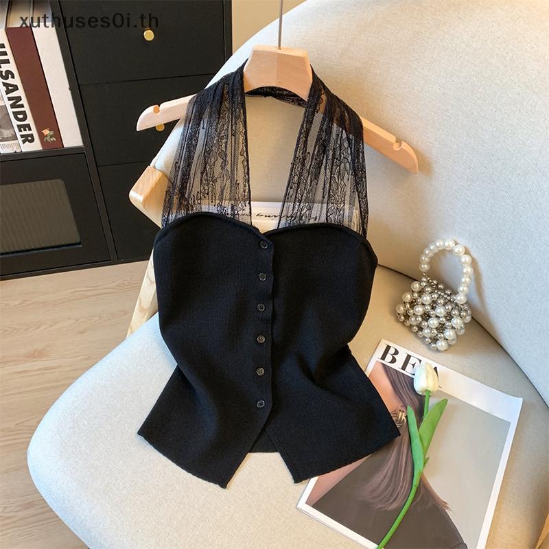 เสื้อยีนส์ halter camisole สไตล์อ่อนโยนและหวาน สำหรับวันท้องร้อนของคุณ