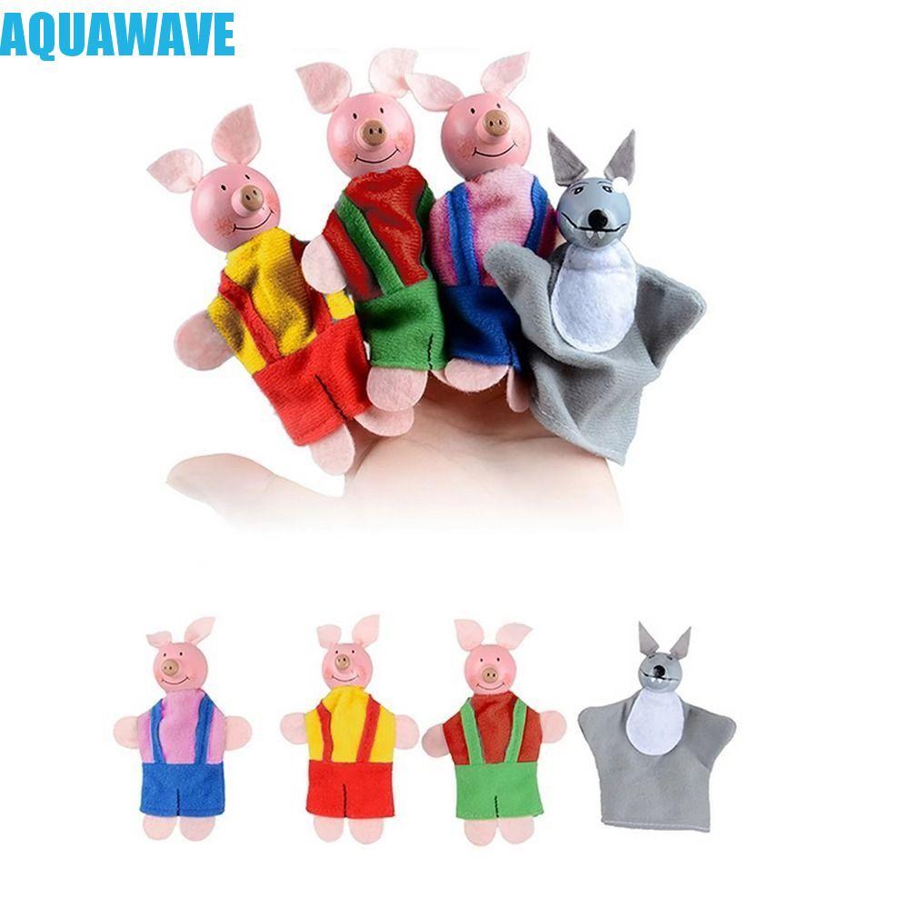 AQUAWAVE ตุ๊กตาตุ๊กตา, ชุด Plush Fairy Tales มือหุ่นนิ้วมือ, พัฒนาการเด็ก Mini ผ้าวัสดุการ์ตูนสัตว์ 