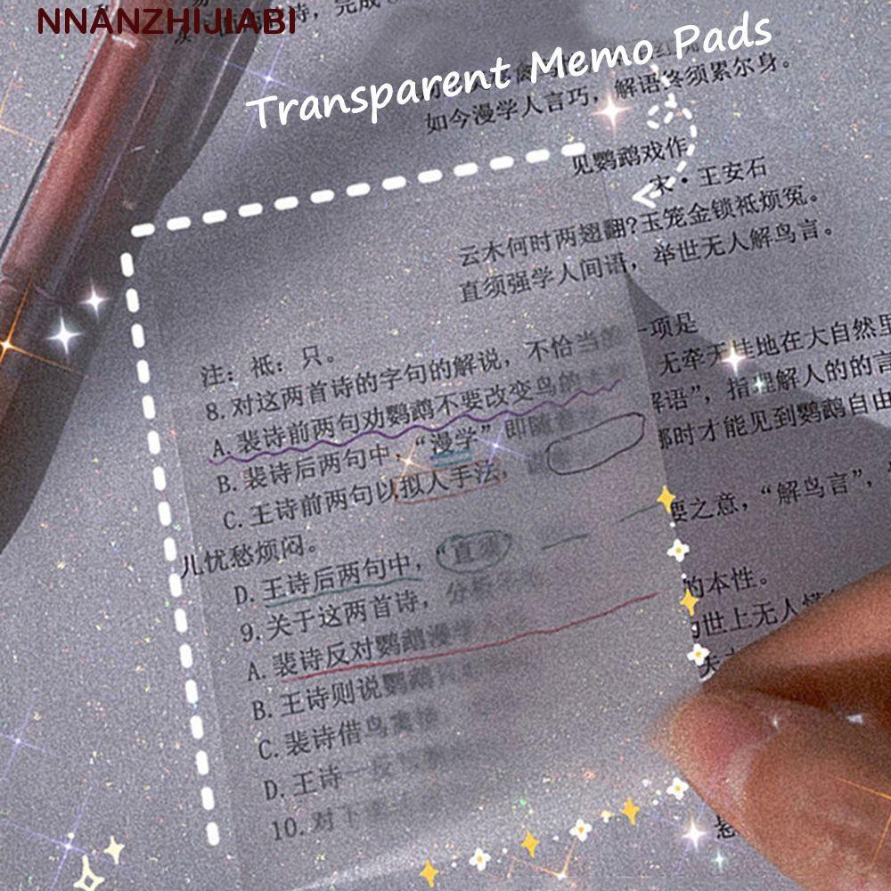 NANZHIJIABI โปร่งใส Sticky Notes สติกเกอร์เครื่องเขียน 50 แผ่นกันน้ํา Self กาว Creative Daily To Do List
