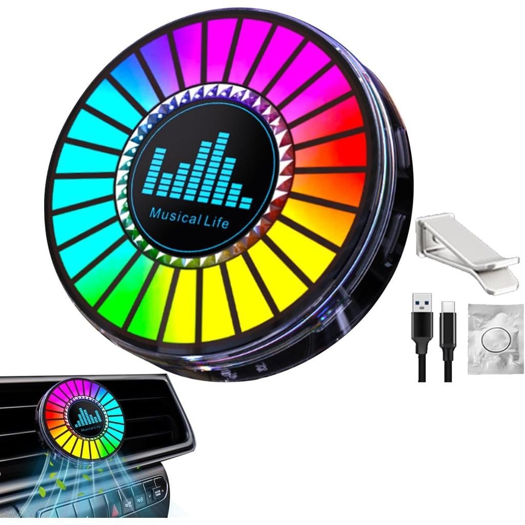 รถ RGB Rhythm Light-Desktop Car Model, Aroma Diffuser with Light, Music Rhythm Light, RGB Voice Cont