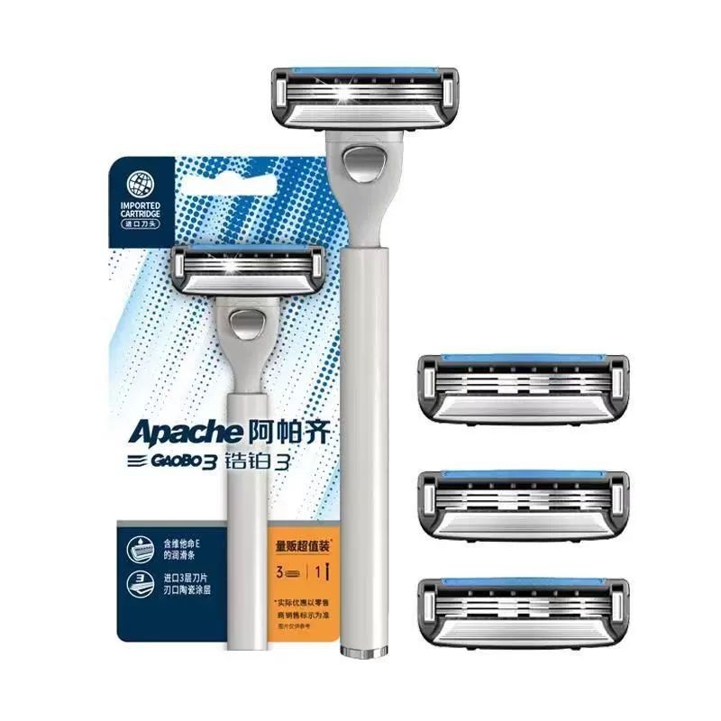 Apache/Apache US นําเข้าผู้ชายคู่มือมีดโกนมีดโกนมีดโกนใบมีด3ชั้น อาปาเช่ 4.14