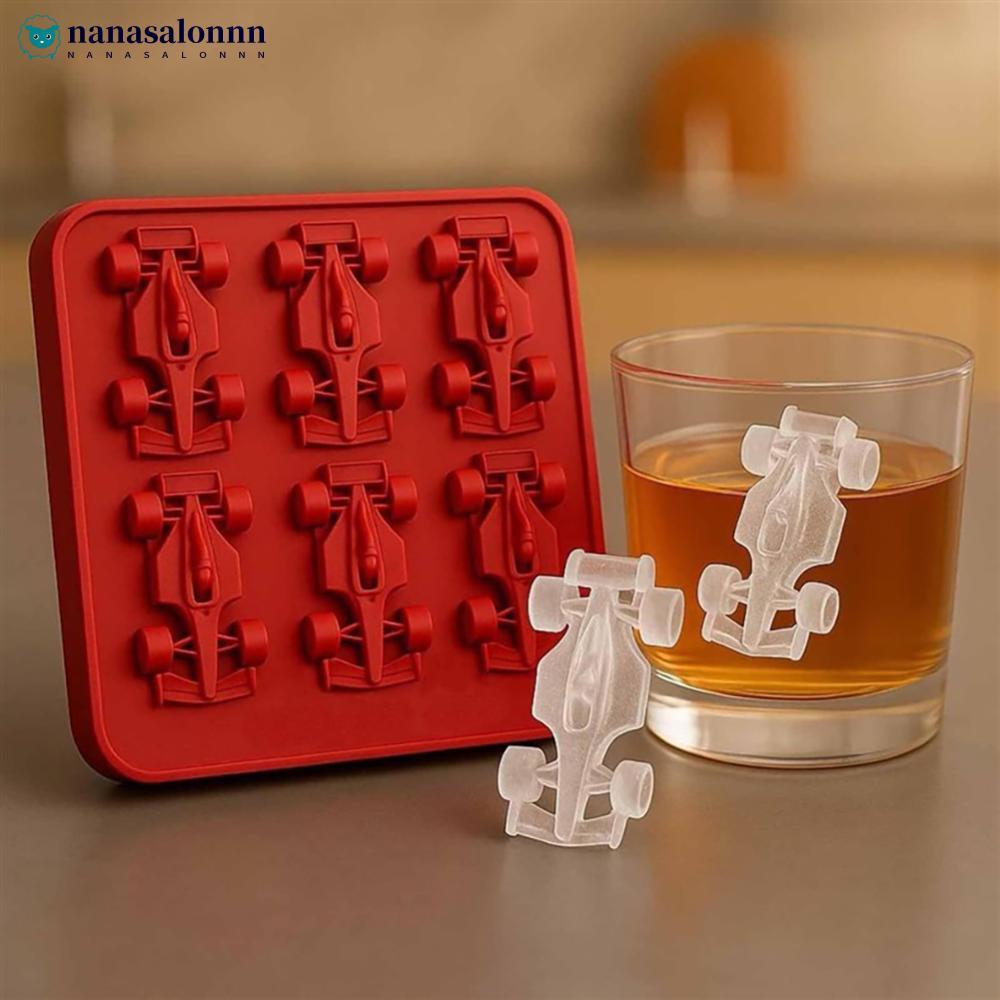 NANASALONNN 3D Formula Racing Car Nylon Ice Mold 6-Cavity Ice Cube ถาดเครื่องมืออบ Jelly Mold มัลติฟ