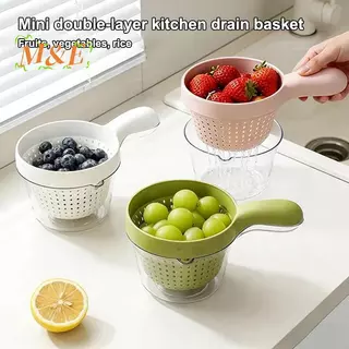 [M&E] Double Layer เกรดอาหารผัก Drainer ตะกร้าสําหรับผลไม้ซักผ้าอ่างล้างจาน Organizer และ Storage Solution [ใหม่]