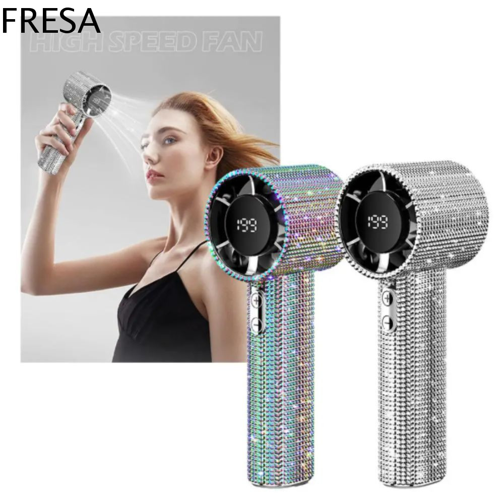 FRESA พัดลมมือถือส่วนบุคคล,เพชรเลียนแบบประกายออกแบบน่ารักพัดลมพกพาขนาดเล็ก,LED ขับเคลื่อนแบตเตอรี่ยาวนานรูปแบบเพชร USB ชาร์จพัดลมขนาดเล็กของใช้ส่วนตัว