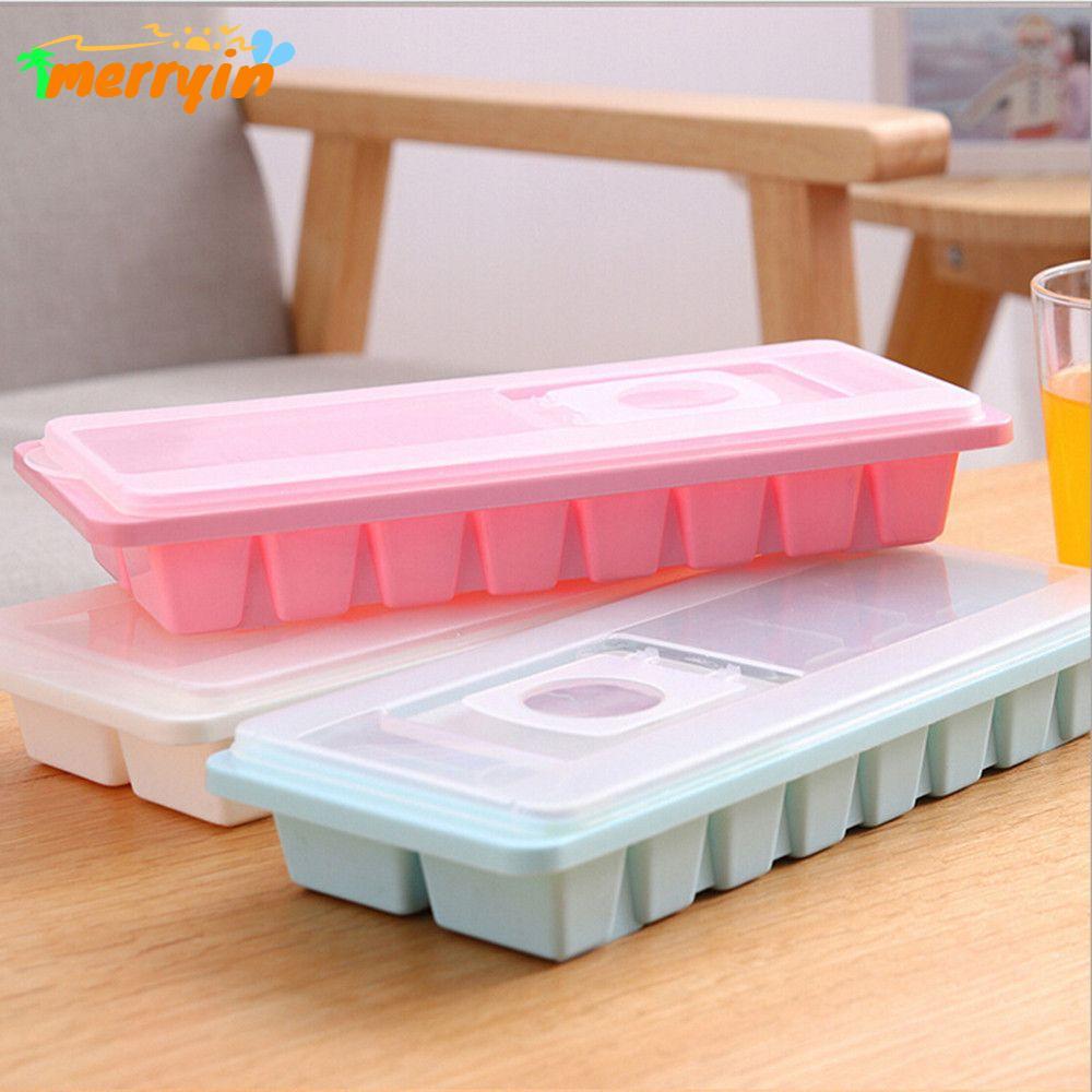 MERRYIN 16 Cavity Cube Mold Plastic Cover Jelly Freezer