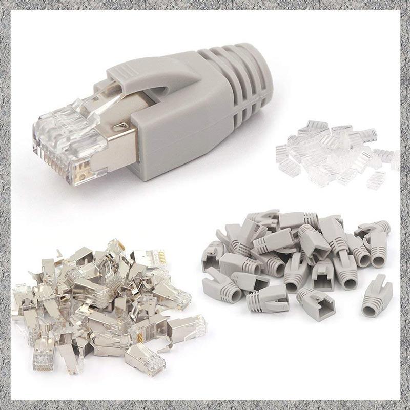 20 แพ็ค CAT7 Shielded RJ45 Connector Cat6A Cat7 RJ45 Modular Plug โหลดบาร์และ RJ45 ความเครียดบรรเทาร