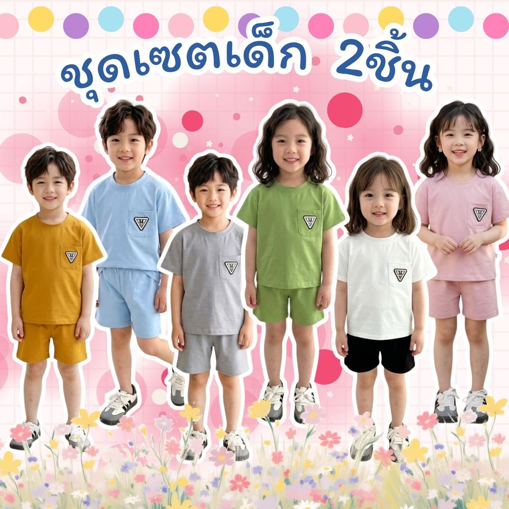 Dolemi Baby ชุดเซตเด็ก  1-4ขวบ เสื้อ+ กางเกง  2ชิ้น ผ้าโพลีเอสเตอร์ 100% มี 5สีให้เลือก ผ้านุ่มใส่สบาย ยืดเล็กน้อย