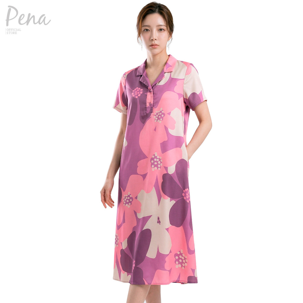 PENA HOUSE ชุดเดรสยาวแขนสั้น ลายพิมพ์ดอกไม้ PODL042601