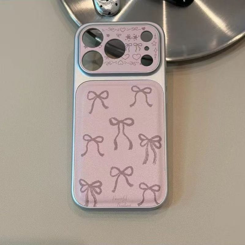 สําหรับ IPhone 17 16 15 14 Plus 13 12 11 Pro Max X XR XS Max สีชมพูน่ารักโบว์สาวเงินหน้าต่างขนาดใหญ่หนังเคสโทรศัพท์นุ่ม ราคา ถูกที่สุด ดีลบีเคเค แกลเลอรีภาพที่ 2