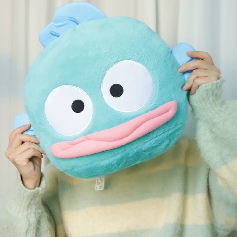 SANRIO ขนาดใหญ่ 50 ซม.Sanrio Hangyodon หมอนตุ๊กตาน่ารักการ์ตูนน่าเกลียดปลานุ่ม Plushies เบาะรถโซฟาหมอนตกแต่งบ้าน