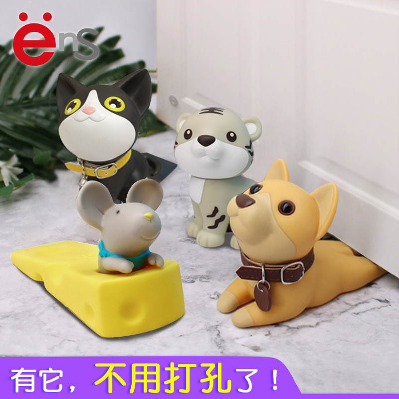 Popular~Cartoon animal cute home safety plastic door stopper, creative no-drill door stopper, door h