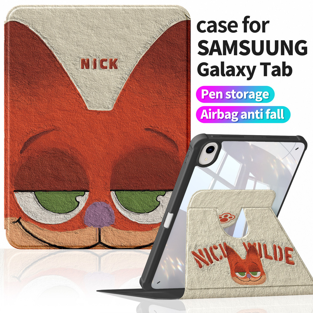เคส Samsung Galaxy Tab S9 FE 10.9 | Tab S9 FE+ 12.4" หนัง PU กราฟฟิตีสร้างสรรค์ | หลับอัตโนมัติ/ตื่น | Tab S9 11" Tab S8 อะคริลิค 360° ก1234卡通尼克