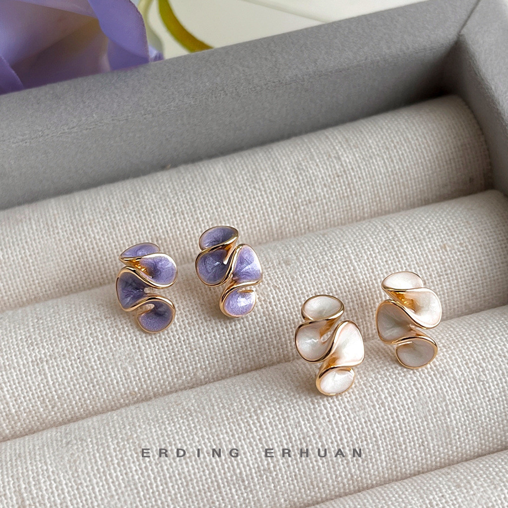 ต่างหูสำหรับผู้หญิง ออกแบบศิลปะอวกาศ ตกแต่งด้วยเข็มเงินชุบทองคำ 14K