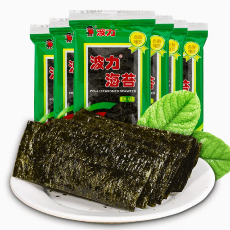 新品现货波力海苔原味1.5g袋装即食拌饭海苔寿司脆片儿童休闲办公室小零食Polly seaweed original 1.5g bag ready-to-eat mix20260418